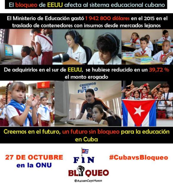 El bloqueo afecta a la educación cubana
